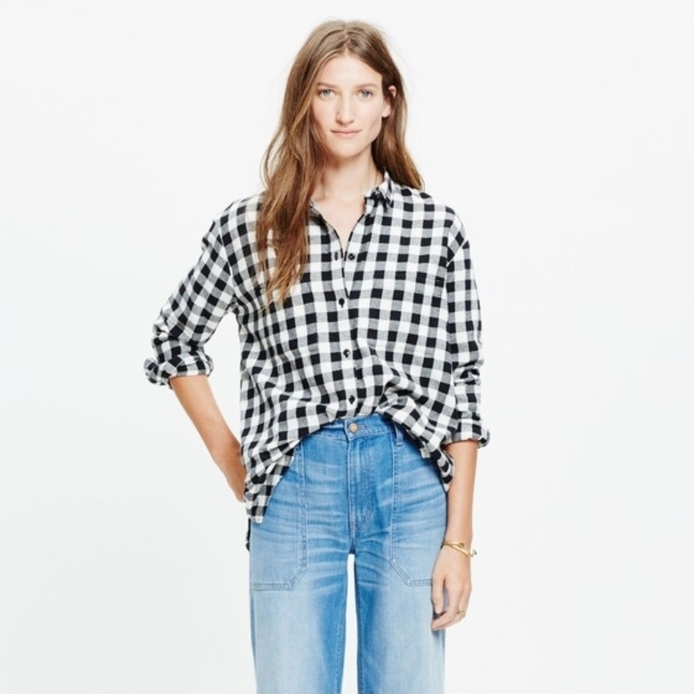 Madewell Black and White Plaid Button Down Shirt